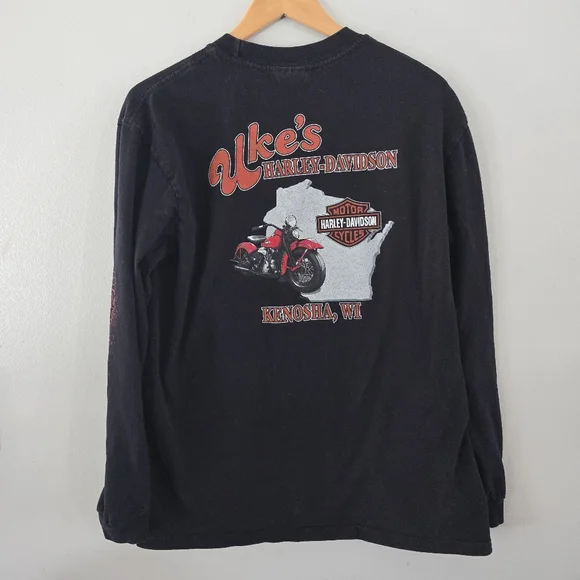 Vintage Harley Davidson Shirt Mens L Joker Clown Flames Long Sleeve 90s y2k * Re
